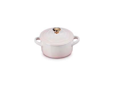 Aardewerken Mini-Stoofpan Met Hartvormige Knop 10cm 0,25l Shell Pink