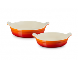 Ovenschaal Rond Set van 2 in Aardewerk 20cm/24cm oranjerood Le Creuset