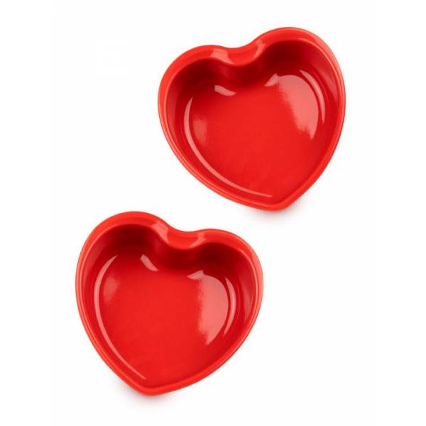 For You 2 Hartvormige keramische schalen, rood, 13,5 cm 