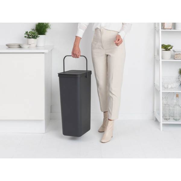 Sort & Go Afvalemmer 40L Grey 