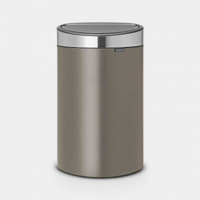 Touch Bin poubelle 40 litres avec seau intérieur synthétique Platinum / Matt Steel 