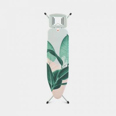 Strijkplank B 124x38cm met solide strijkijzerhouder Mint 22 - Tropical Leaves  Brabantia