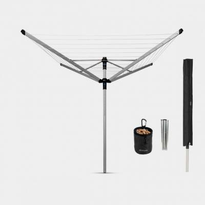 Lift-o-Matic Advance séchoir parapluie avec housse de protection et sac pour pinces à linge avec ancre de terre en métal - Metallic Grey  Brabantia