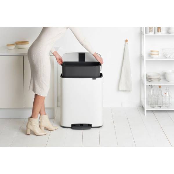 Brabantia Bo pedaalemmer 60 liter met kunststof binnenemmer White