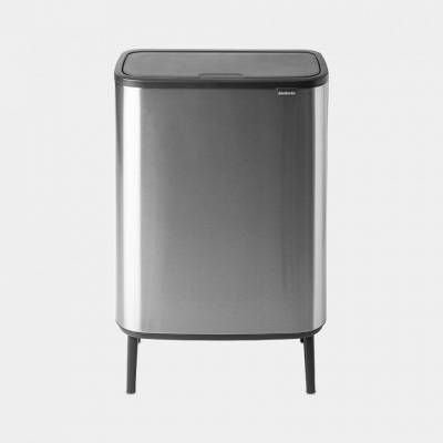 Bo Touch Bin Hi afvalemmer 60 liter met kunststof binnenemmer Matt Steel Fingerprint Proof 