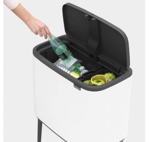 Bo Touch Bin poubelle 11 + 23 litres avec 2 seaux intérieurs synthétiques White  Brabantia