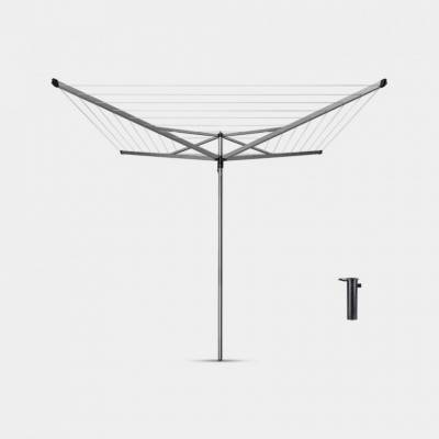 Essential séchoir parapluie 50m avec tube synthétique à bétonner - Metallic Grey  Brabantia