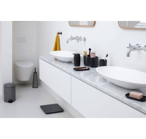 ReNew toiletaccessoires, set van 3 - toiletborstel met houder, toiletrolhouder en reserverolhouder Platinum  Brabantia