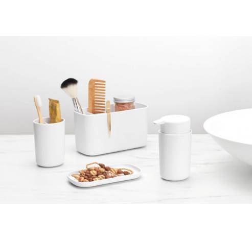 ReNew ensemble d'accessoires pour la salle de bains, set de 3 - distributeur de savon, porte brosse à dents et plateau White  Brabantia