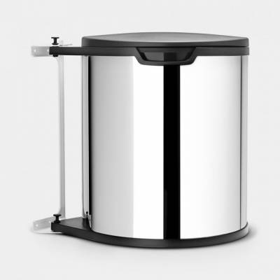 Built-in Bin inbouwemmer 15 liter met kunststof binnenemmer Brilliant Steel / Black 