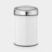 Brabantia Touch Bin wandafvalemmer 3 liter met kunststof binnenemmer White / Brilliant Steel