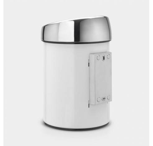 Touch Bin wandafvalemmer 3 liter met kunststof binnenemmer White / Brilliant Steel  Brabantia