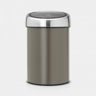 Touch Bin wandafvalemmer 3 liter met kunststof binnenemmer Platinum / Matt Steel 