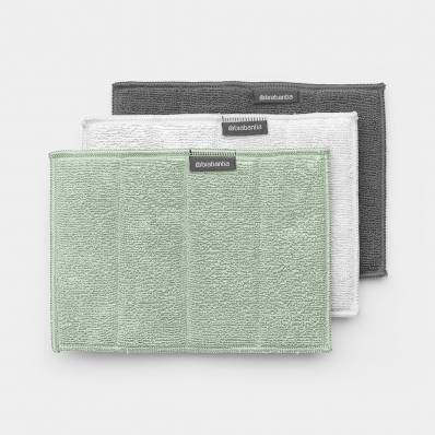 SinkSide sponsdoekjes microvezel 16 x 22 cm, set van 3 Light Grey, Dark Grey, Jade Green 