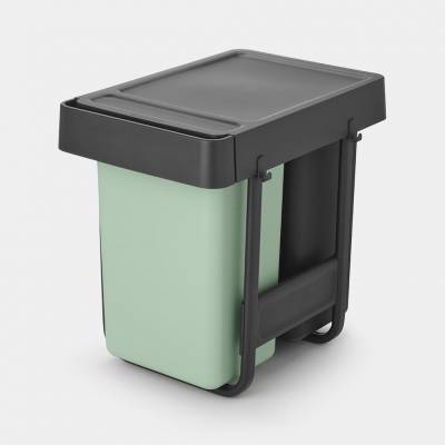 Sort & Go poubelle à encastrer 2 x 15 litres Jade Green & Dark Grey  Brabantia