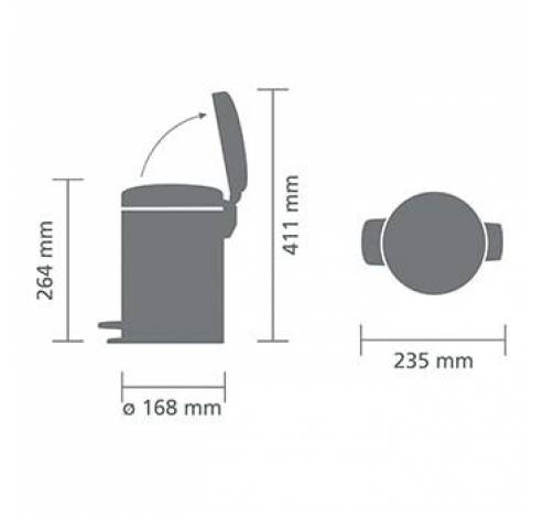 NewIcon poubelle à pédale 3 litres avec seau intérieur synthétique Satin Taupe  Brabantia