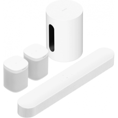 Meeslepende set Beam 5.1 + Sub mini + 2x One SL Wit  Sonos