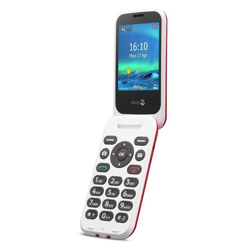 Doro Seniorentelefoon 6880 Eenvoudige Klaptelefoon 4G (Rood-Wit)