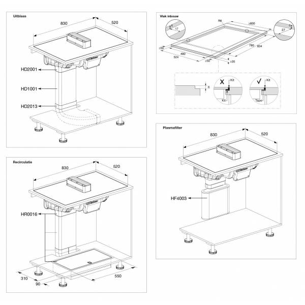 Elevate™ Inductiekookplaat met geïntegreerde afzuiging, matzwart vlak inbouw (83 cm) HIDD28472SVI 