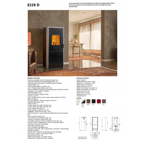 E228 D rosso lava rear flue outlet  Piazzetta