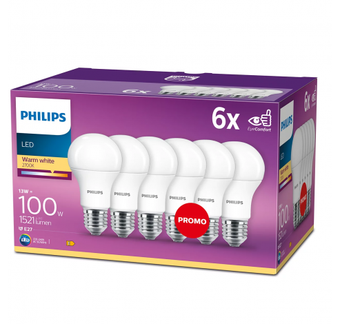LED-lamp E27 A60 13W-100W WW 6pcs       Philips Lighting