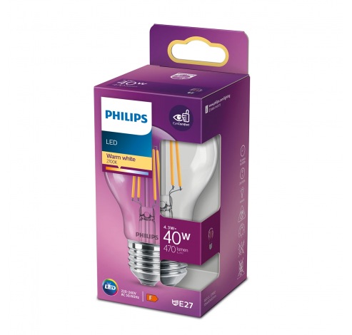 Ampoule LED Classique Filament E27 A60 4.3W-40W  Philips Lighting