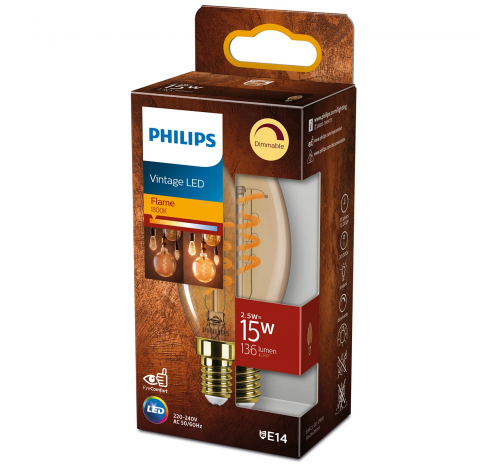 LED kaarslamp Gold E14 B35 2,5W-15W Dimbaar  Philips Lighting