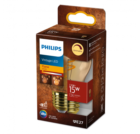 LED kogellamp Gold E27 P45 2,6W-15W Dimbaar  Philips Lighting