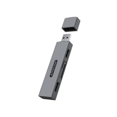 USB Stick Card Reader with 2 USB Ports  Sitecom