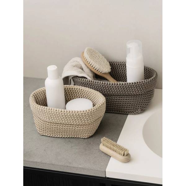 Crochet basket -TELA- Colour Bark Size L 