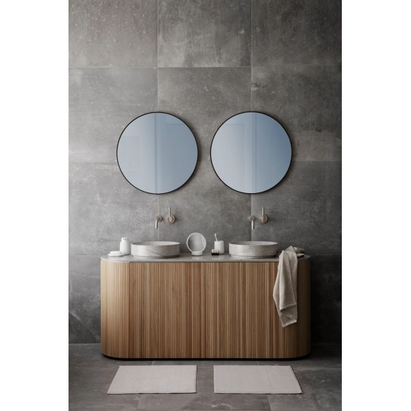 Wall mirror -RIM- Steel Gray Ø 80cm smoked glass 