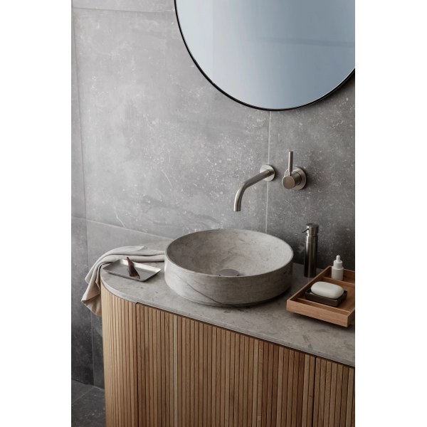 Wall mirror -RIM- Steel Gray Ø 80cm smoked glass 