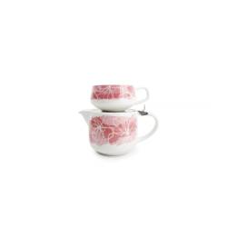 Tea for one set 60cl roze Lilia 