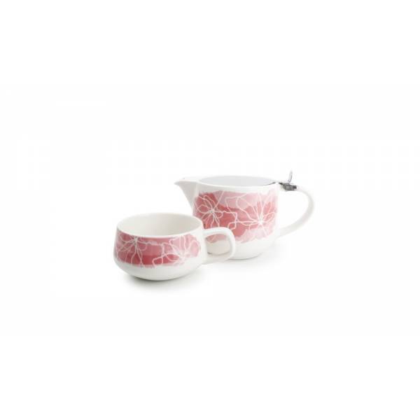 Tea for one set 60cl roze Lilia 