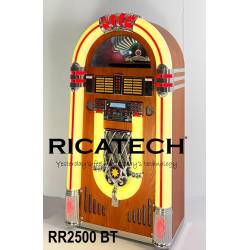 Ricatech RR2500 LED jukebox 60W platenspeler FMBTCD bruin 