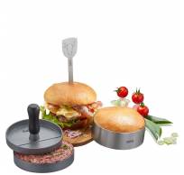 Kit hamburger BBQ (presse+cercle+pique) 
