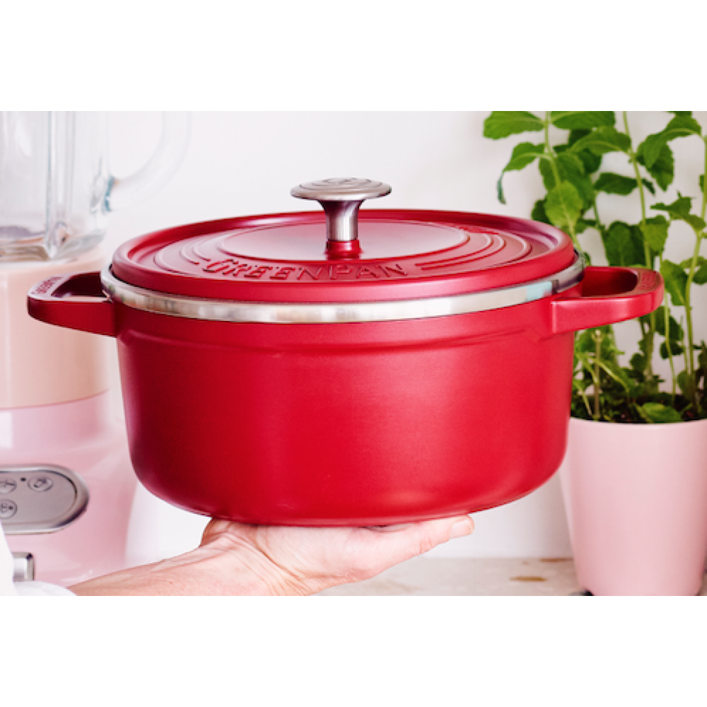 GreenPan Kookpotten Featherweights Stoofpot met deksel 26cm 5,3l Rood