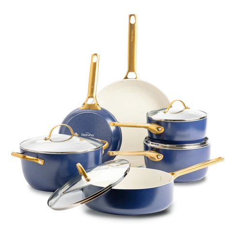 Padova Oxford Blue 10-delige Pannenset met keramische antikleeflaag 10-delige