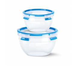CLIP&CLOSE set van 2 bewaardozen rond1,1 + 2,6L blauw Emsa
