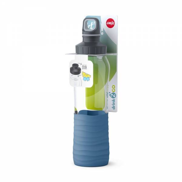 DRINK2GO Drinkfles glas 0.7L water bleu 