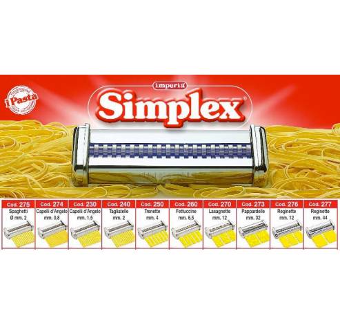 Simplex fettuccine 6.5mm opzetstuk voor Ipasta pastamachine  Imperia