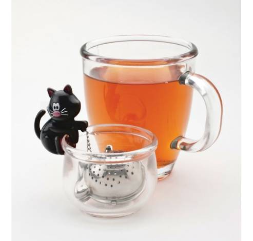 Meow thee infuser uit rvs kat zwart of wit 9x6x4.5cm  JOIE