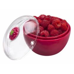 Raspberry voorraaddoos met vergiet uit kunststof rood ø 12cm H 10.2cm 