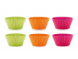 Set van 6 geribde muffinvormen uit silicone oranje, roze en groen ø 7cm H 3.5cm
