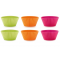Set van 6 geribde muffinvormen uit silicone roze, oranje en groen ø 7cm H 3.5cm 