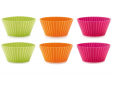 Set van 6 geribde muffinvormen uit silicone roze, oranje en groen ø 7cm H 3.5cm