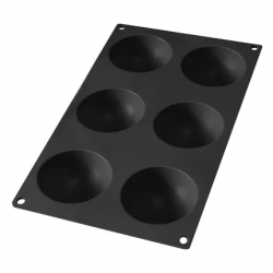 Bakvorm uit silicone voor 6 halve bollen zwart ø 7cm H 3.2cm 
