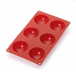 Bakvorm uit silicone voor 6 halve bollen rood Ø 7cm H 3.2cm 