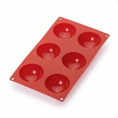 Moule en silicone pour 6 demi-sphères rouge Ø 7cm H 3.2cm  Lékué