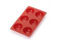 Bakvorm uit silicone voor 6 halve bollen rood Ø 7cm H 3.2cm